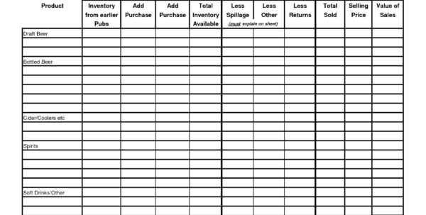 Bar Stocktake Spreadsheet Spreadsheet Downloa bar stocktake spreadsheet ...