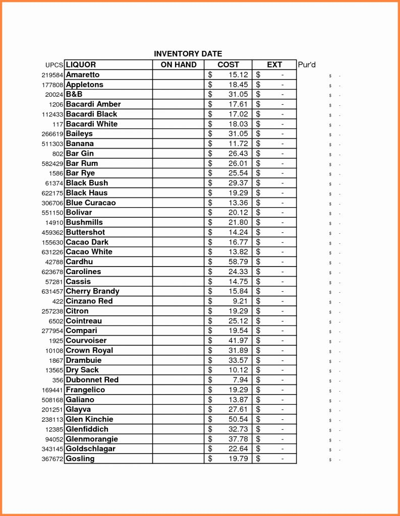 Bar Stocktake Spreadsheet Regarding Free Bar Inventory Spreadsheet  Aljererlotgd