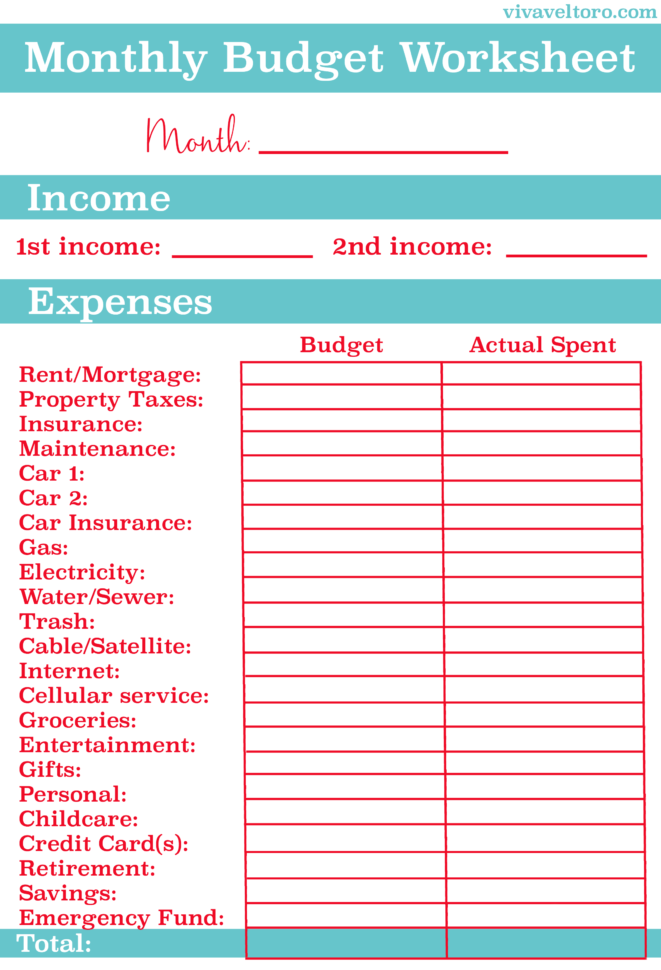 free sample personal budget spreadsheet