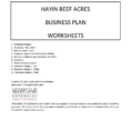 Beef Cattle Budget Spreadsheet Pertaining To Hayin Beef Acres Business Plan Worksheets