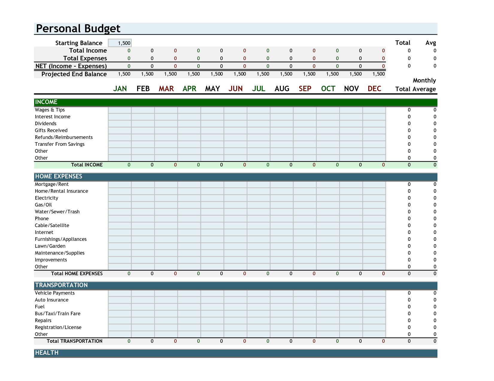 best home budget planner