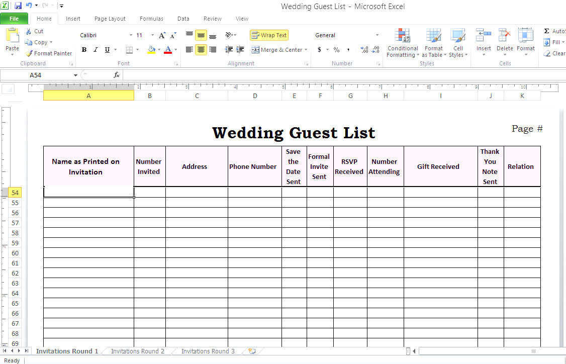 Best Wedding Guest List Spreadsheet Download within Best Wedding Guest List Spreadsheet Download 1  Discover China Townsf