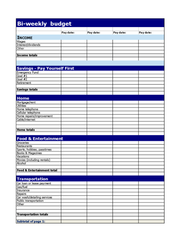 Bi Weekly Budget Spreadsheet Pertaining To Bi Weekly Budget Spreadsheet Template – Spreadsheet Collections