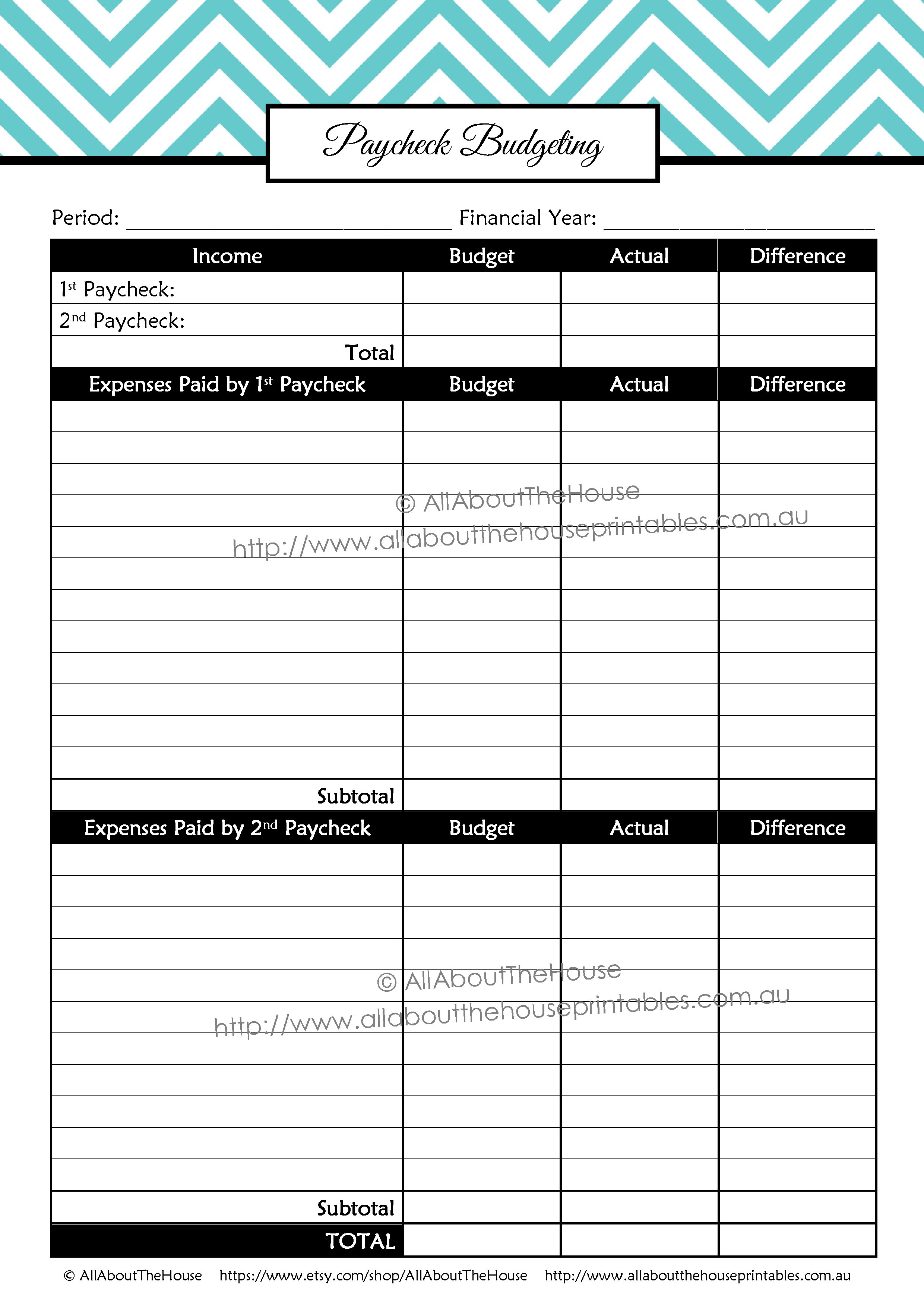 cute biweekly budget template