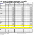 Bid Comparison Spreadsheet Intended For Cost Estimate Comparison Spreadsheet  Cost Estimate Spreadsheet