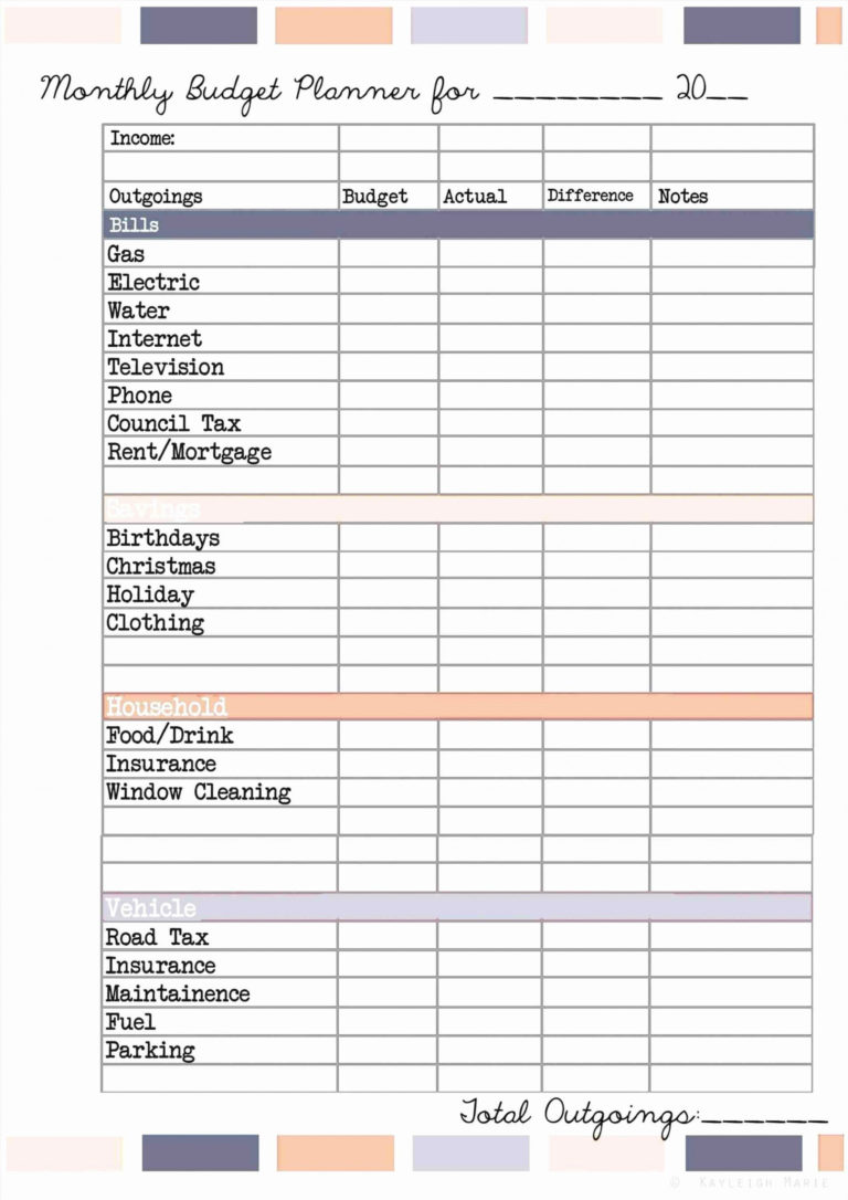 Bill Organizer Spreadsheet with 020 Printable Bill Organizer ...