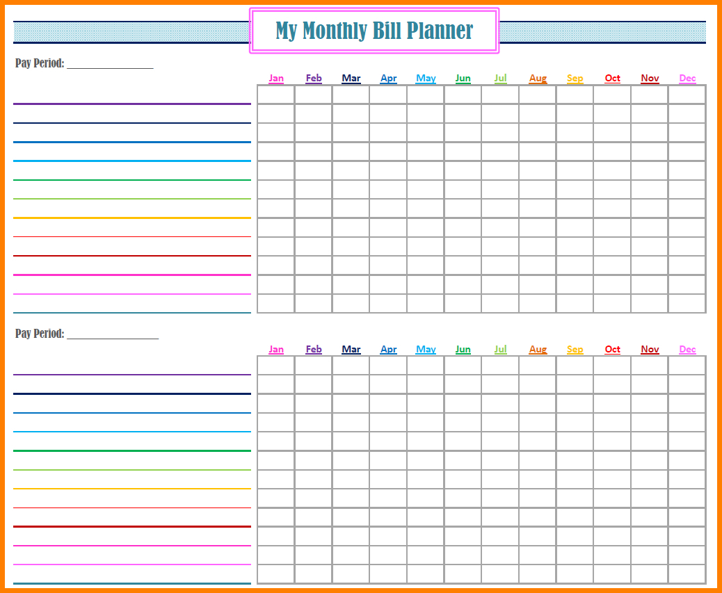 Bill Pay Organizer Spreadsheet Db excel