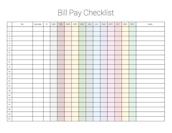 Bill Pay Spreadsheet for Debt Reductiont With Bill Pay Checklist ...