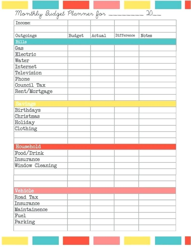 Bill Spreadsheet Pdf Intended For Budget Planning Spreadsheet As Well Monthly Planner Template Pdf