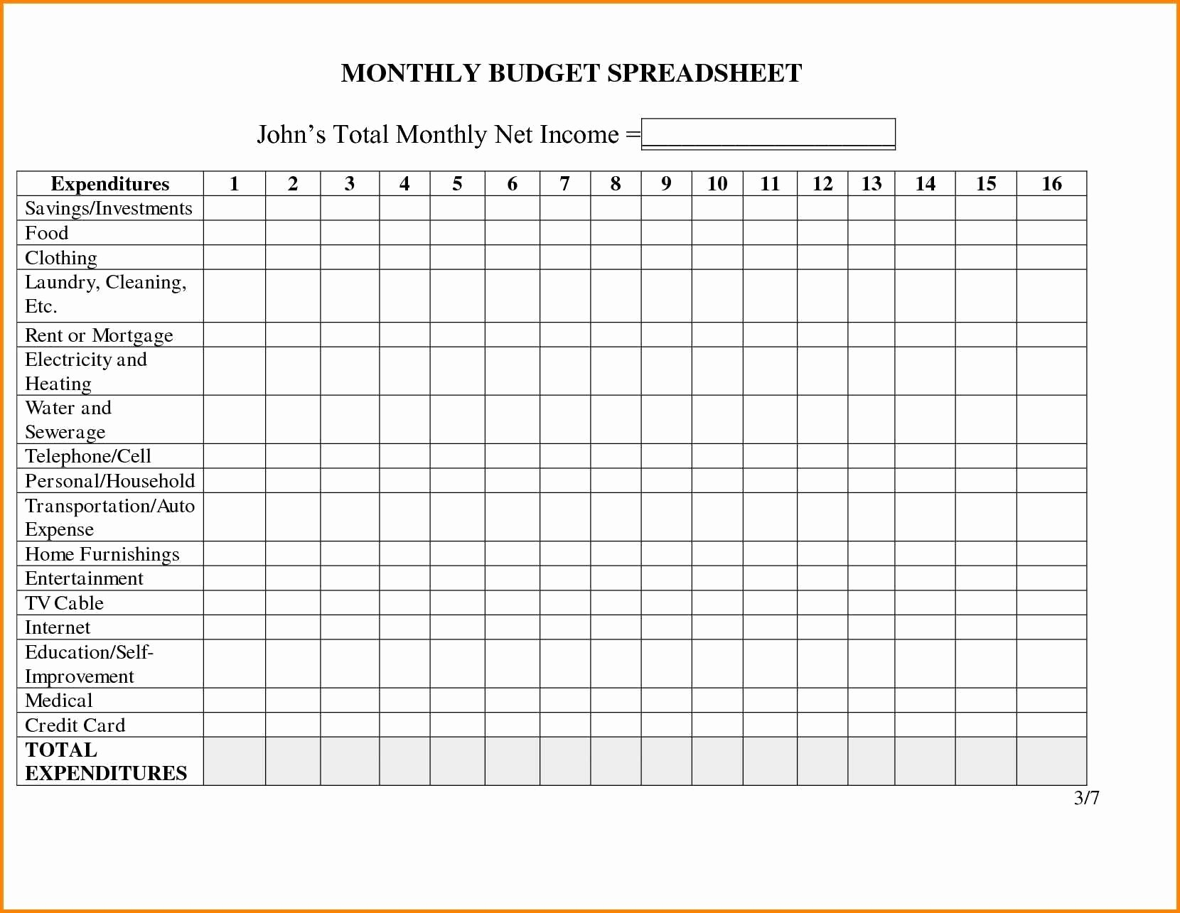 Bill Spreadsheet Template With Regard To Monthly Bill Spreadsheet Template Free Invoice Budget Excel