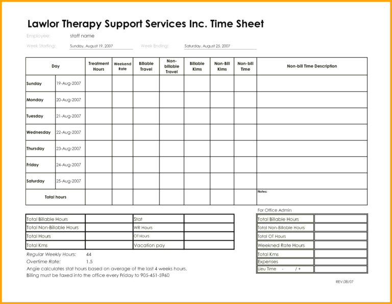 Billable Hours Spreadsheet —