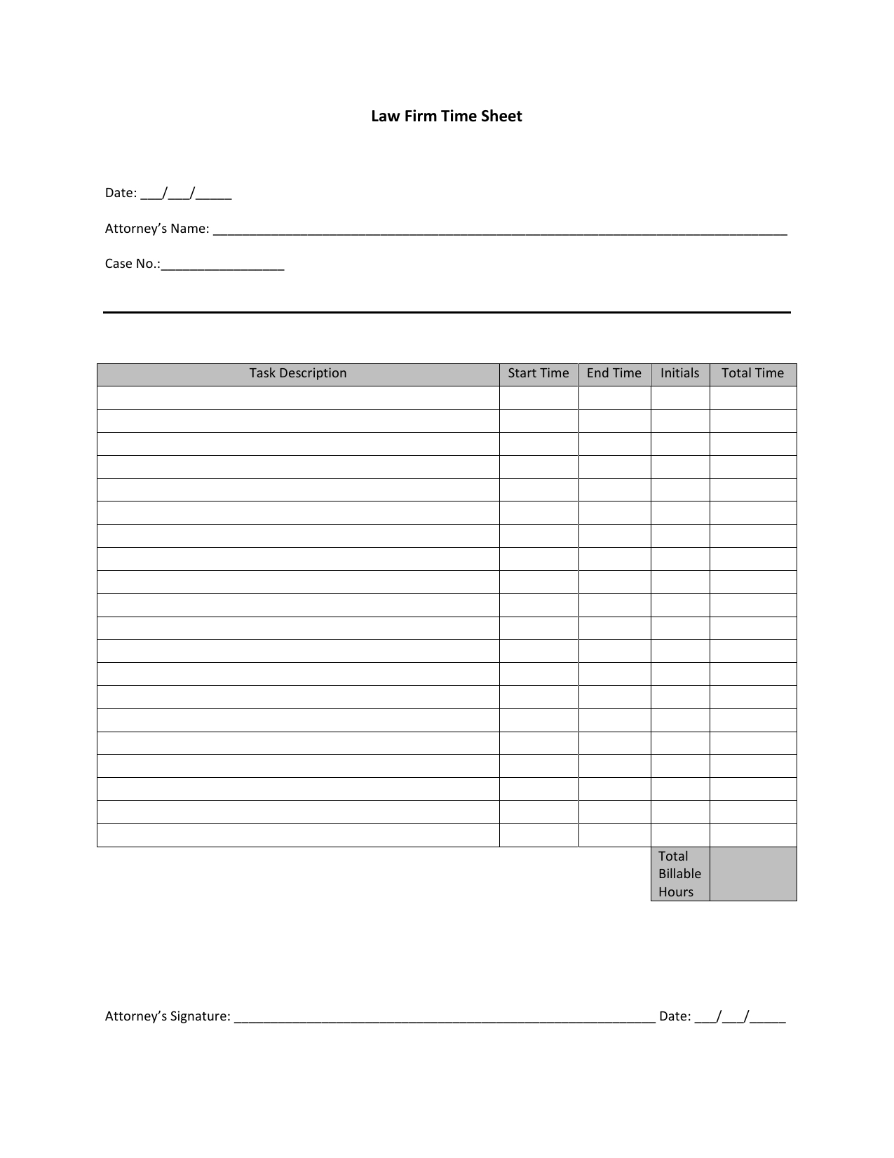 Attorney Timesheet Template Word