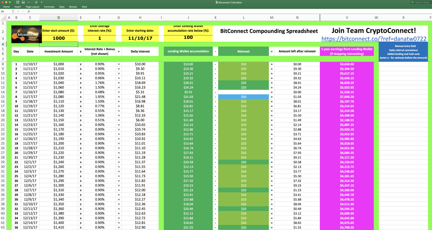 Bitconnect Spreadsheet Download Intended For Bitconnect Excel Spreadsheet Free Download Sheet  Pywrapper