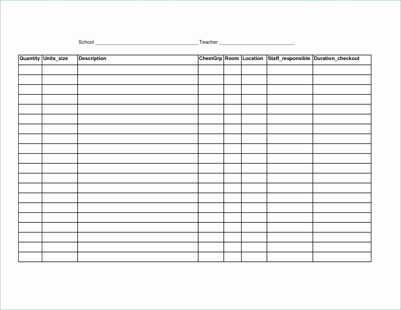 Free Printable Blank Spreadsheets