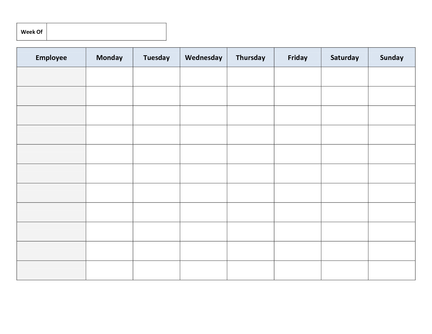 printable blank monthly work schedule