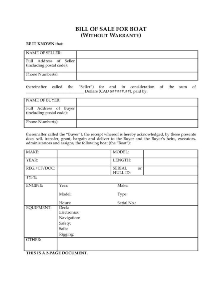 Boat Costs Spreadsheet Throughout Bill Of Costs Template And Ontario Bill Of Sale For Boat Legal Forms