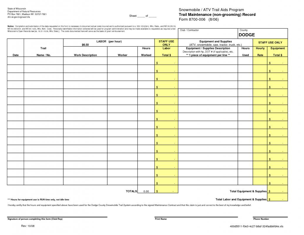 Boat Maintenance Log Excel Template