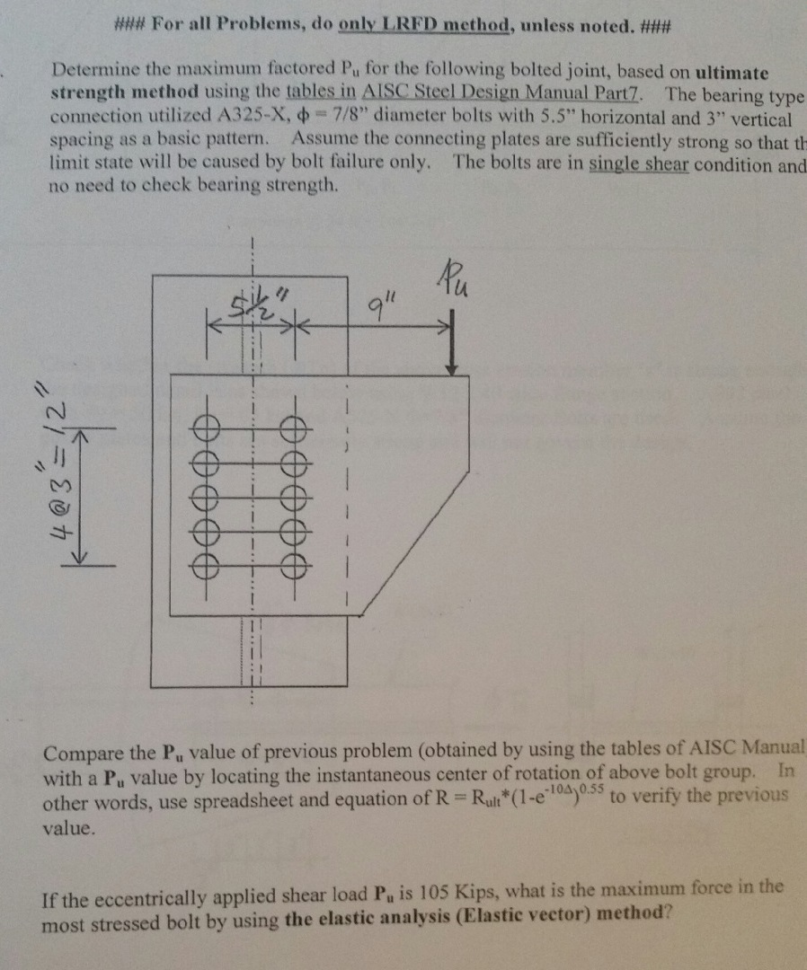 Bolted Joint Analysis Spreadsheet Inside Determine The Maximum Factored Pu For The Followin  Chegg