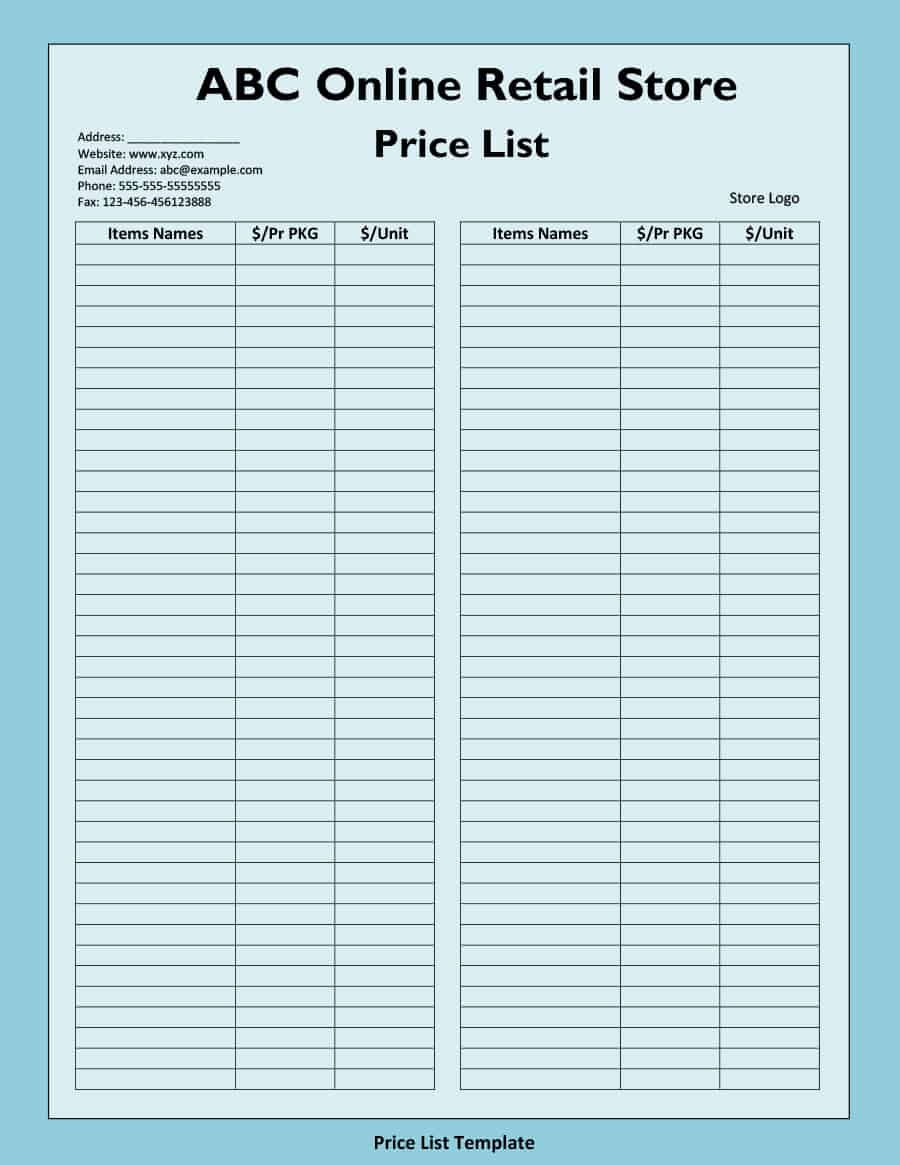 Boutique Inventory Spreadsheet For 40 Free Price List Templates.