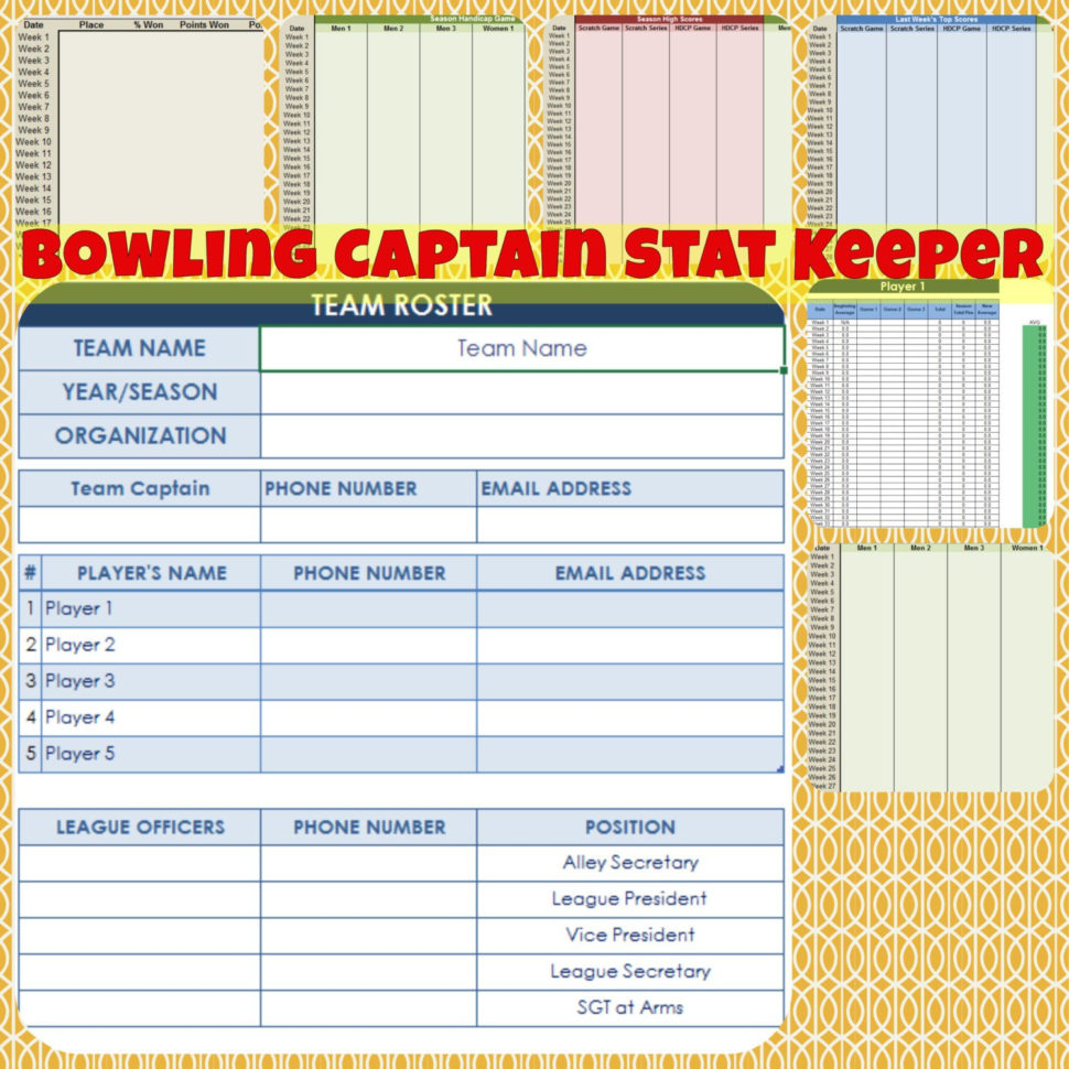 Bowling Handicap Spreadsheet With Bowling Captain Stat Keeper  Etsy