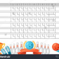Bowling Stats Spreadsheet With Bowling Score Sheet Blank Template Scoreboard Stock Vector Royalty