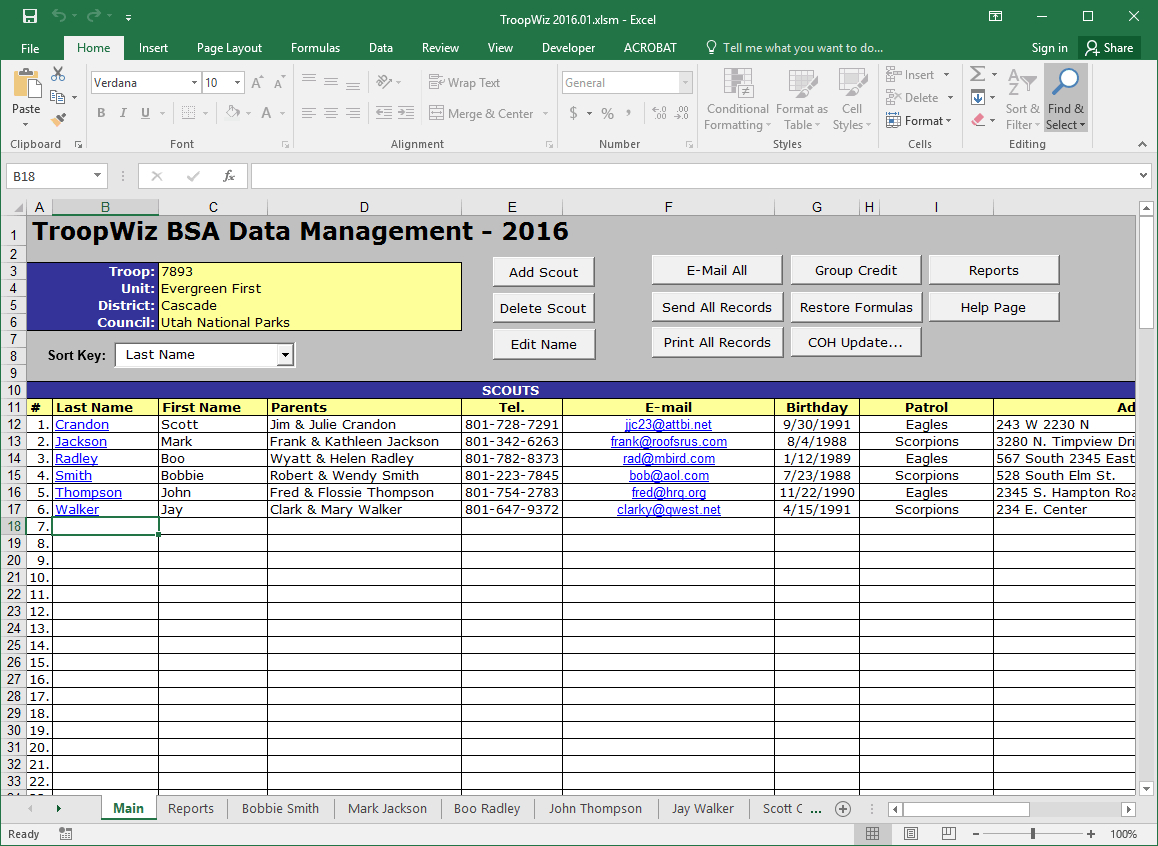 Boy Scout Troop Accounting Spreadsheet Regarding Scout Troop Management Database Troopwiz