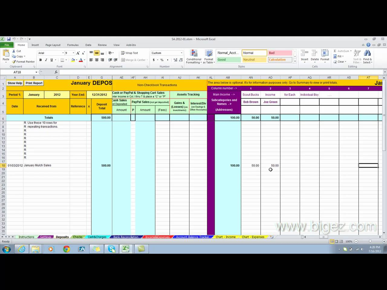 cub scout bookkeeping template excel