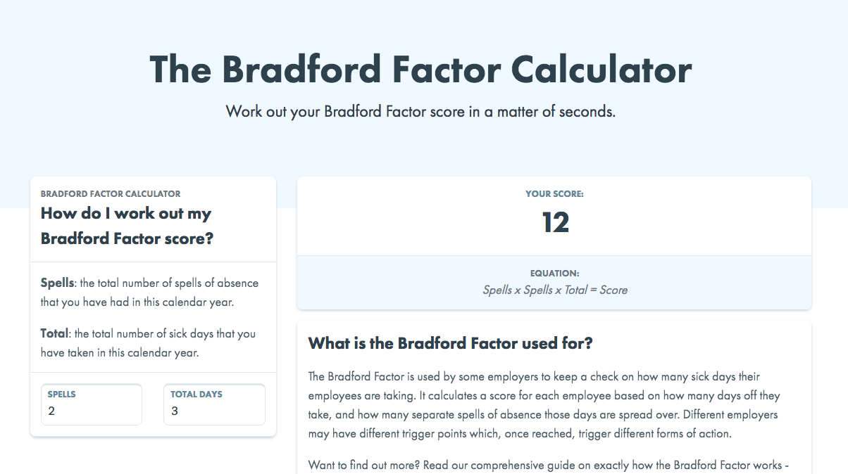 Bradford Factor Spreadsheet With Charliehr  The Bradford Factor Calculator