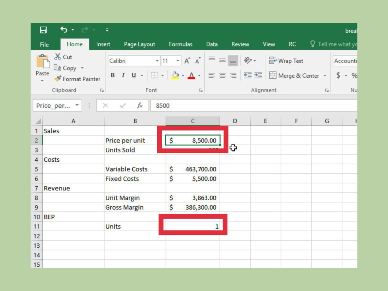 Excel Break Even Analysis Template
