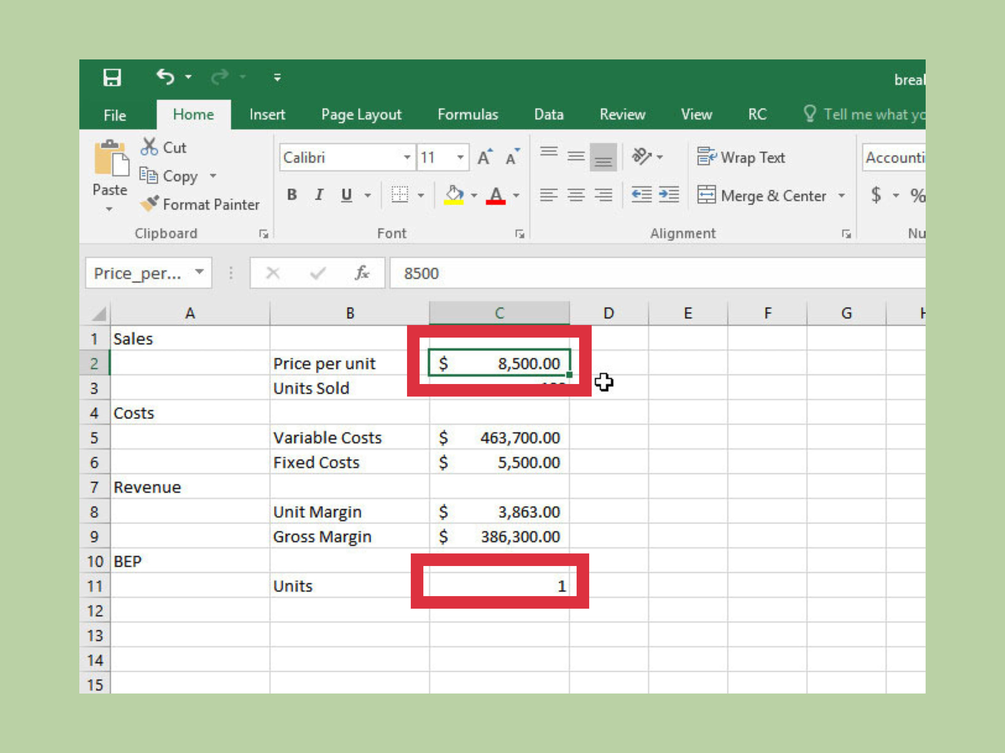 Break Even Spreadsheet Regarding How To Do A Break Even Chart In Excel With Pictures  Wikihow