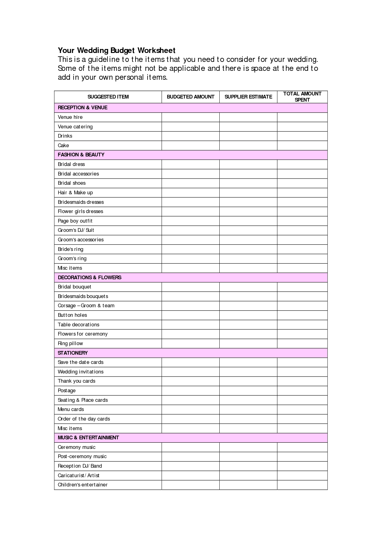 Bridal Shower Planning Spreadsheet with Spreadsheet Example Of Bridal