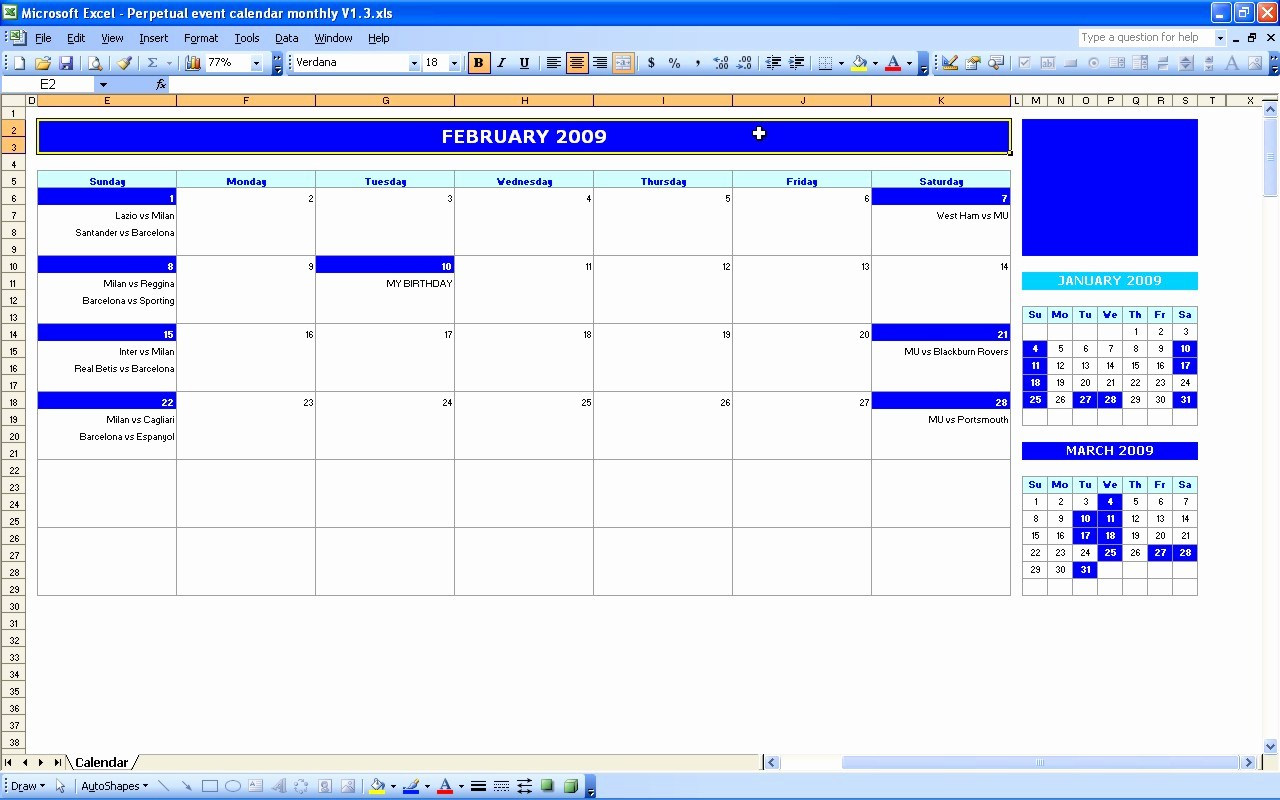 free excel budget calendar template