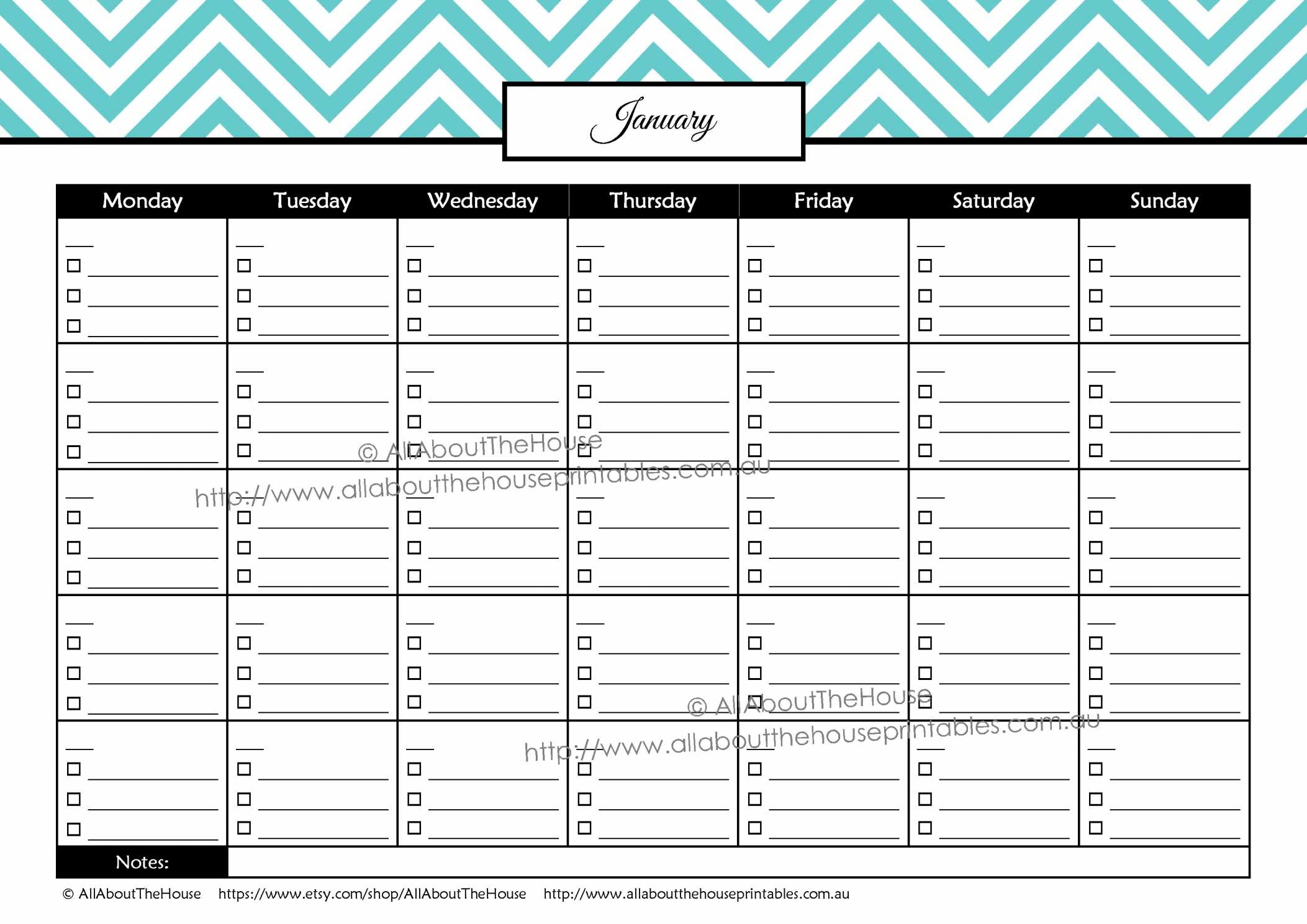 monthly budget calendar template free