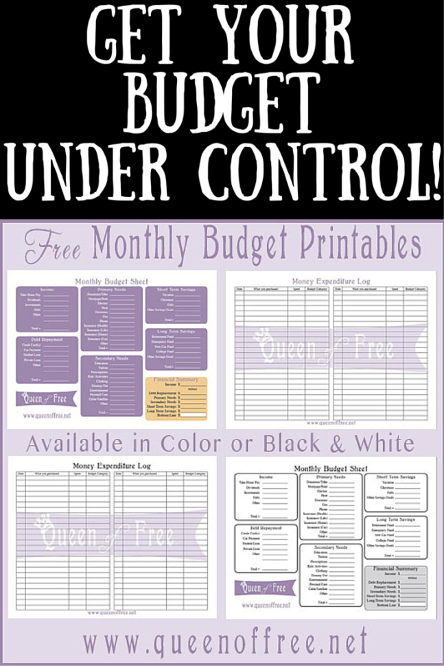 Budget Spreadsheet Printable Within Free Printable Budget Worksheet  Queen Of Free