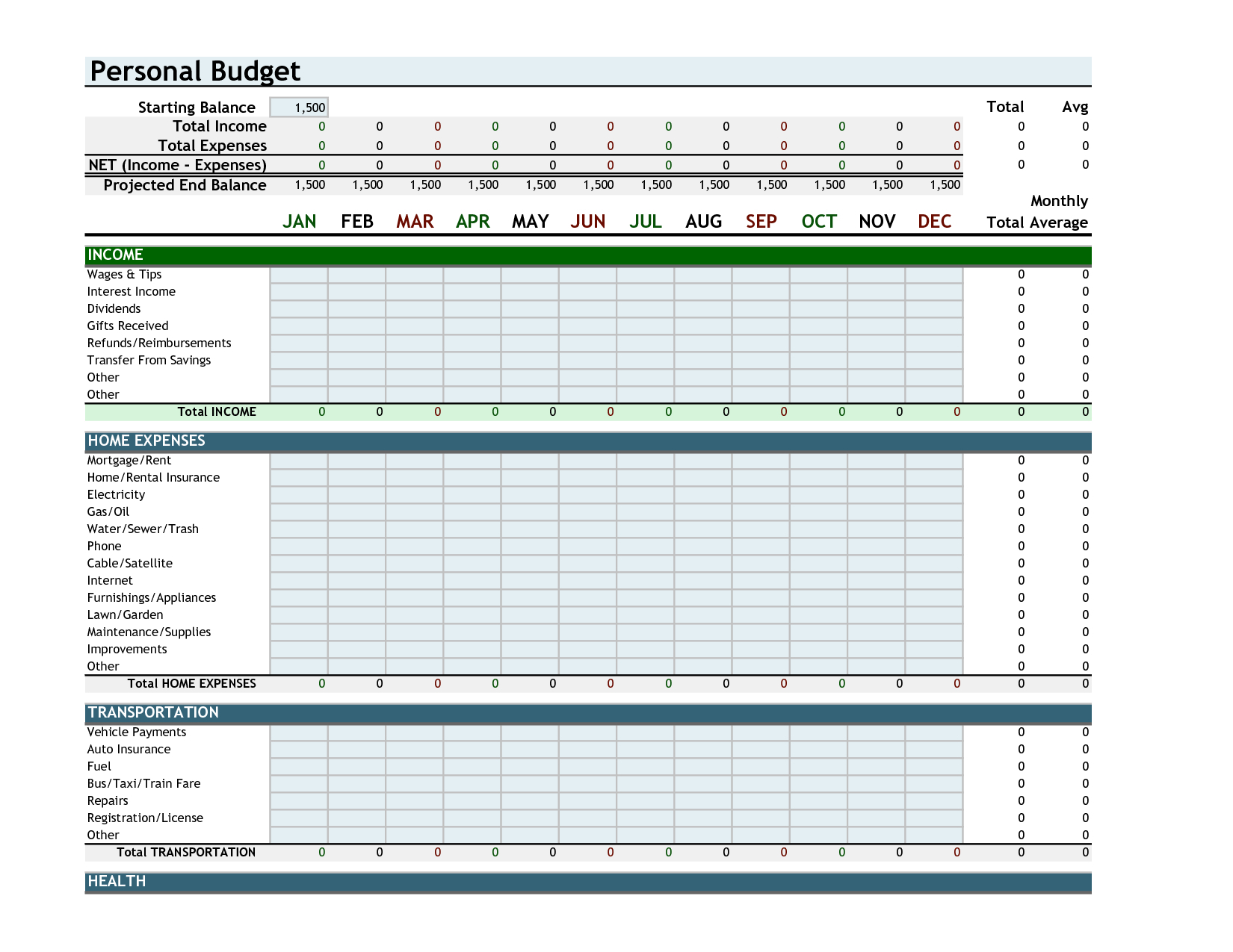 budget spreadsheet excel template