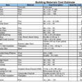 Building Cost Spreadsheet Template With Building Materials Cost Estimate Sheet And With Regard To