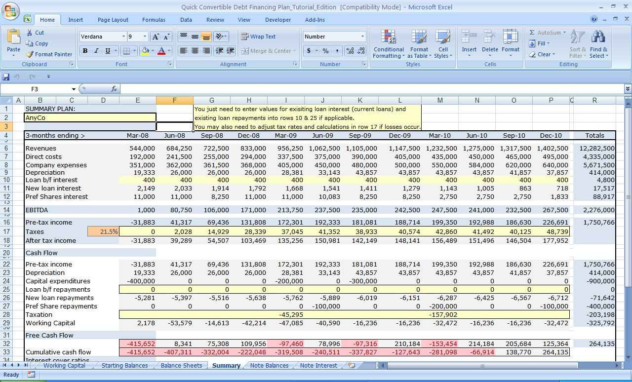 Business Valuation Spreadsheet Excel pertaining to Business Valuation