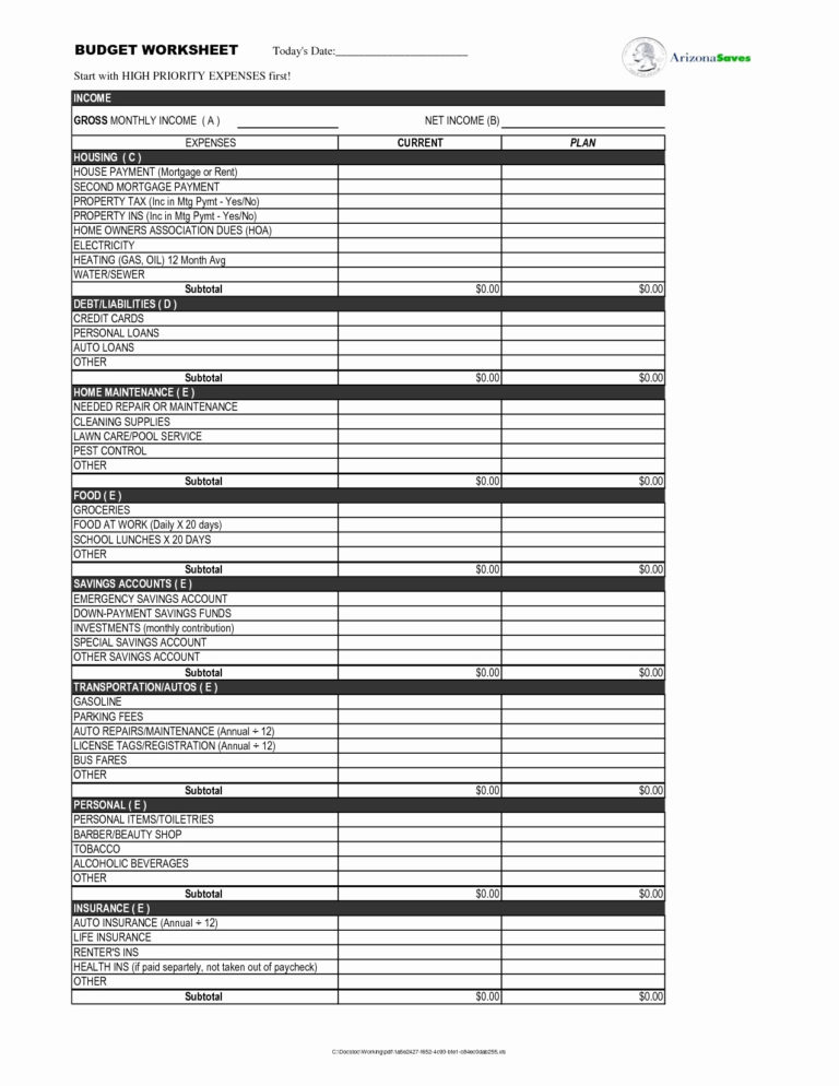 Buying A House Budget Spreadsheet within Buying A House Budget ...