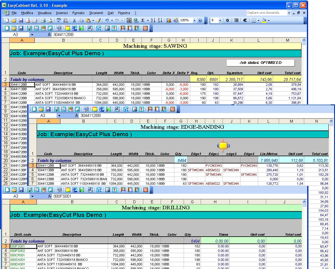 Cabinet Cut List Spreadsheet With Spai Software Srl.