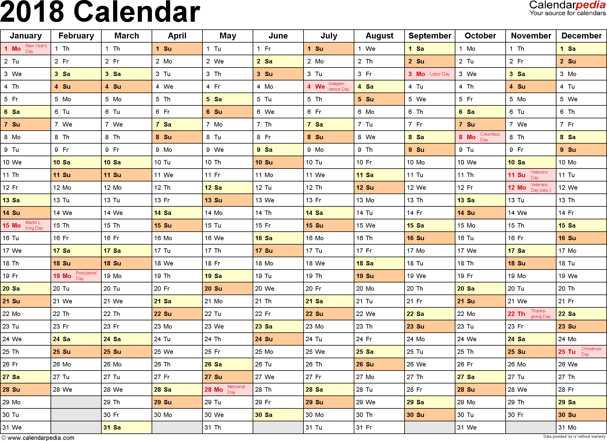 Calendar Spreadsheet 2018 Intended For 2018 Calendar  Download 17 Free Printable Excel Templates .xlsx