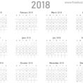 Calendar Spreadsheet Template 2018 In 20+ Printable 2018 Calendar Templates