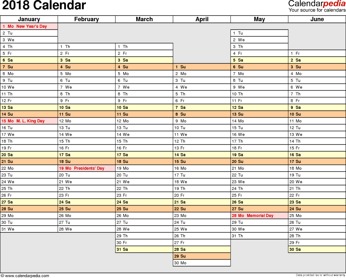 Calendar Spreadsheet Template With 2018 Calendar  Download 17 Free Printable Excel Templates .xlsx