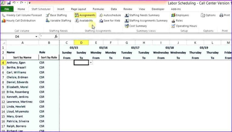 Call Center Scheduling Excel Spreadsheet Within Sheet Template In