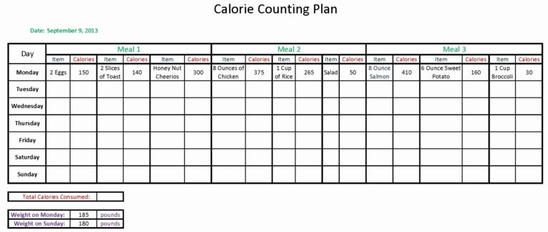 calorie tracker google sheets