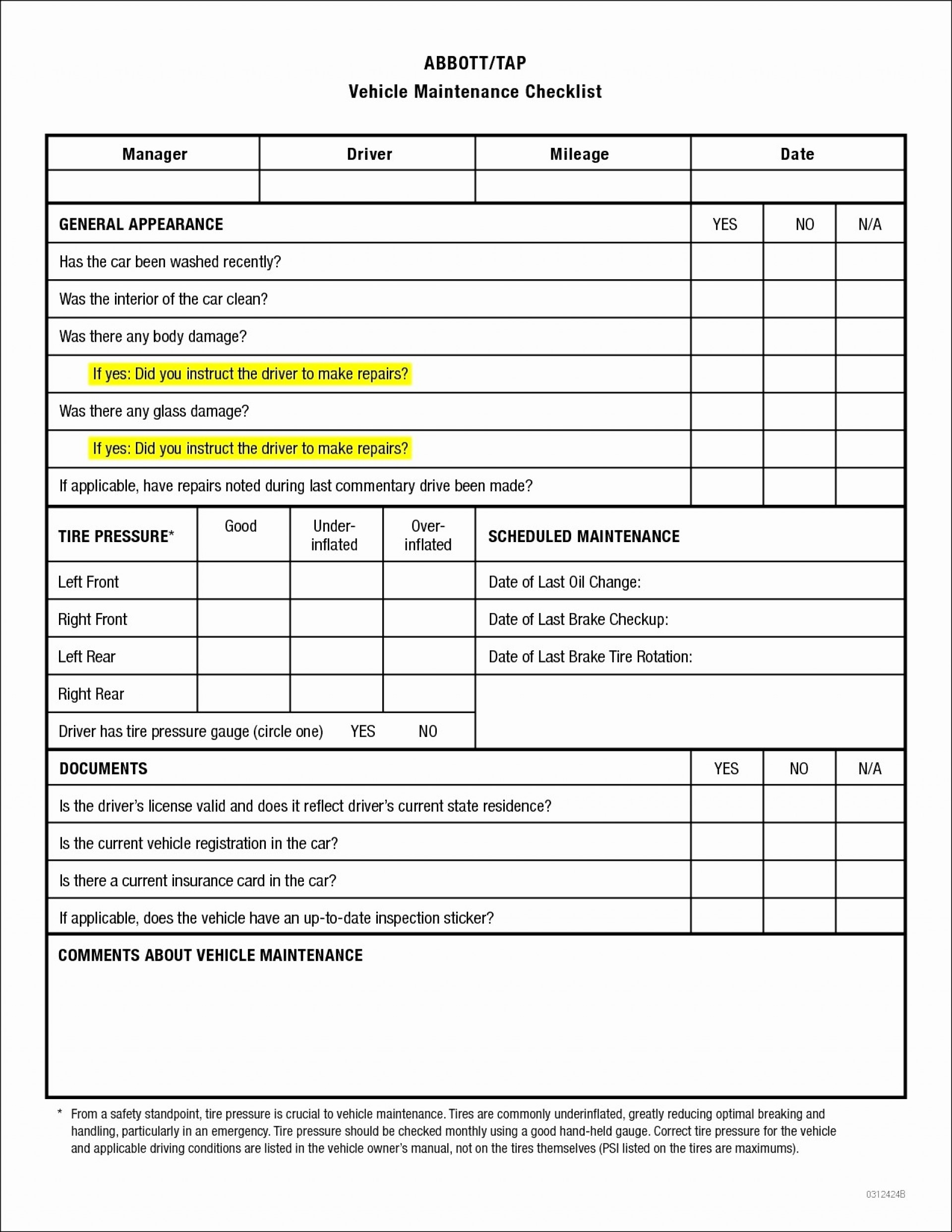 car maintenance checklist pdf vitenemese