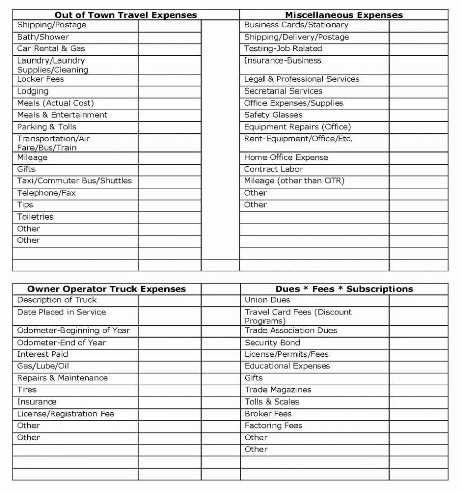 Car Rental Business Spreadsheet throughout Truck Driver Expenses