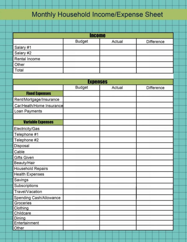 free expense and income spreadsheet