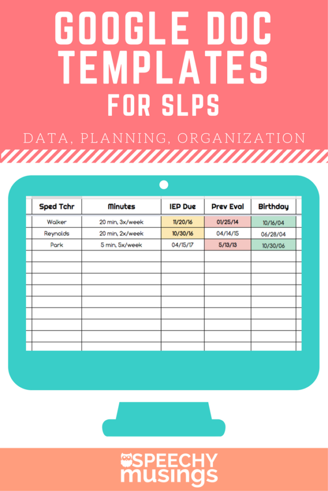 Caseload Spreadsheet Pertaining To Google Sheets Templates For Slps: Organization, Data Collection