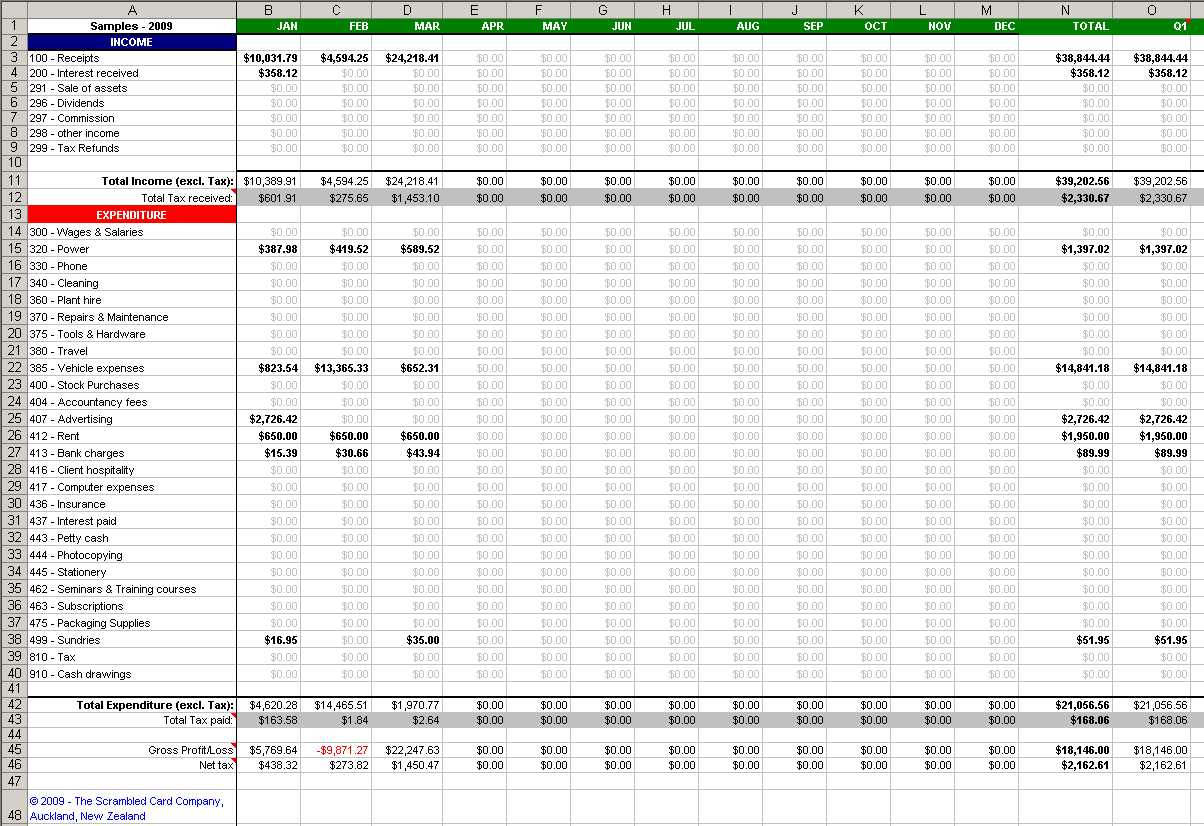 Cash Basis Accounting Spreadsheet —