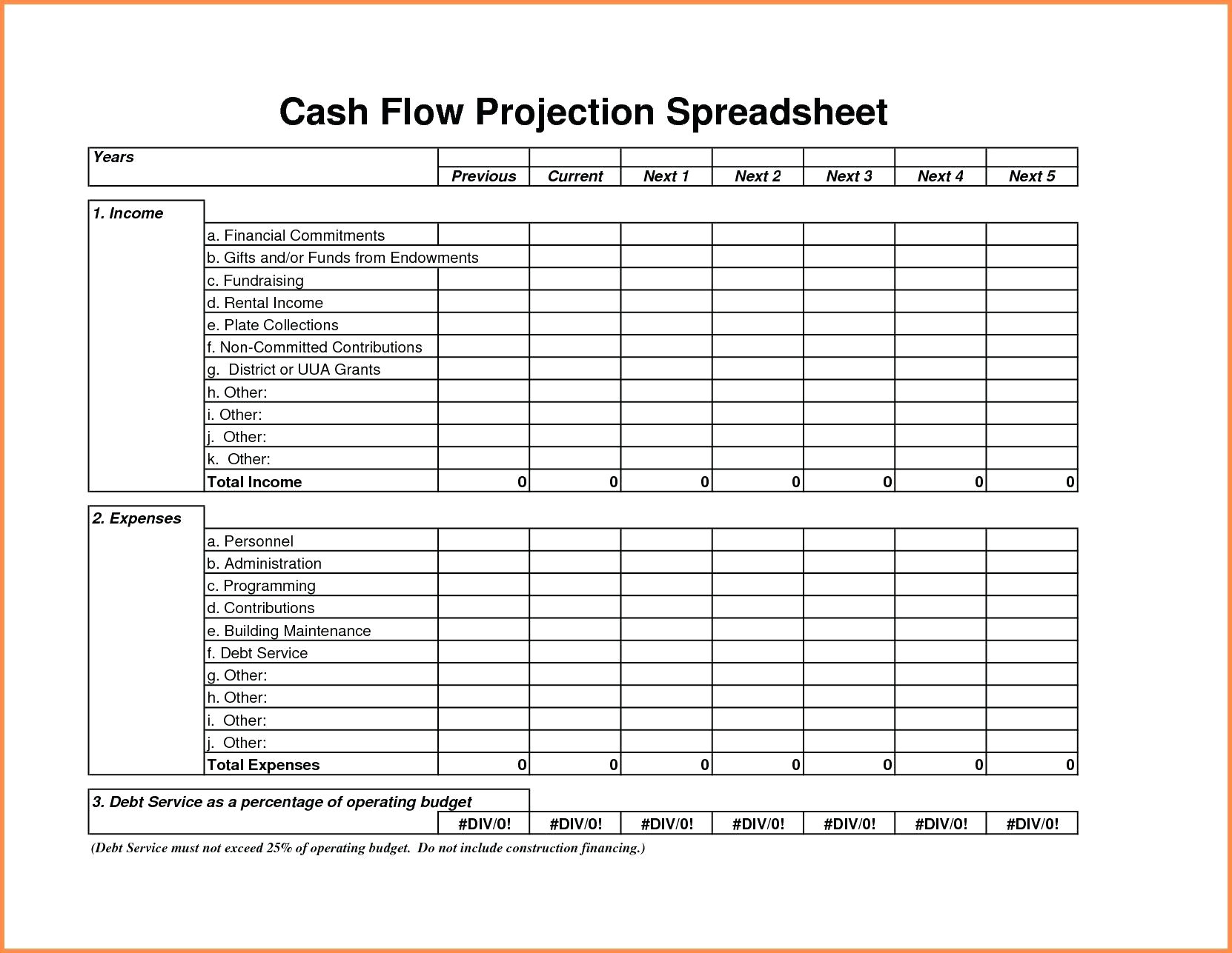 Cash Flow Projection Spreadsheet For Cash Flow Projections Spreadsheet Unique Free Spreadsheet